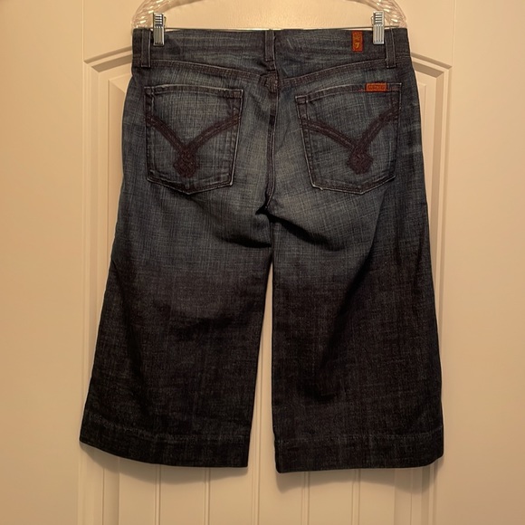 7 for All Mankind Camilla Wide Leg/Gaucho/Crop Jeans in Dark Seville - Picture 9 of 16